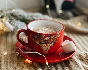 Gelas dan Tatakan Motif Natal